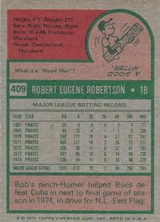 1975 Topps Mini #409 Bob Robertson Back