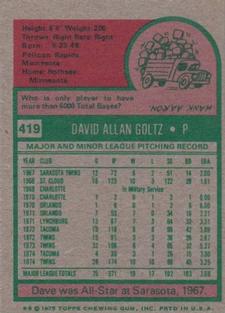 1975 Topps Mini #419 Dave Goltz Back