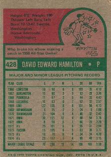1975 Topps Mini #428 Dave Hamilton Back