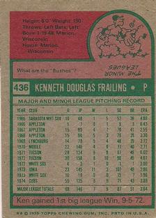 1975 Topps Mini #436 Ken Frailing Back