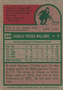 1975 Topps Mini #449 Charlie Williams Back