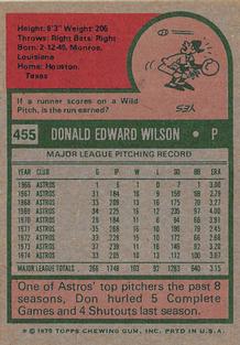 1975 Topps Mini #455 Don Wilson Back