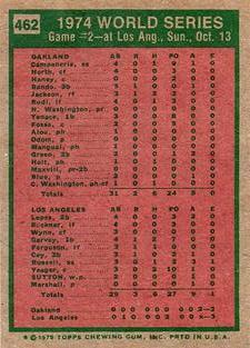 1975 Topps Mini #462 1974 World Series Game 2 Back