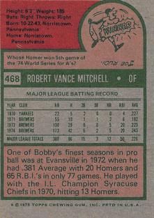 1975 Topps Mini #468 Bobby Mitchell Back