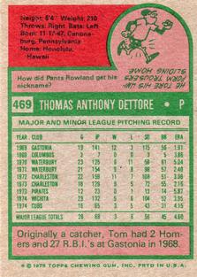 1975 Topps Mini #469 Tom Dettore Back