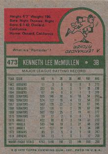 1975 Topps Mini #473 Ken McMullen Back