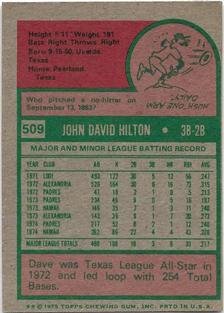 1975 Topps Mini #509 Dave Hilton Back