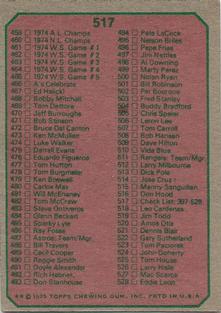 1975 Topps Mini #517 Checklist: 397-528 Back
