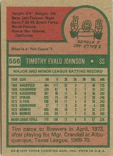 1975 Topps Mini #556 Tim Johnson Back