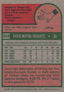 1975 Topps Mini #558 Dave Roberts Back