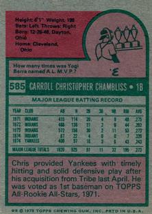 1975 Topps Mini #585 Chris Chambliss Back