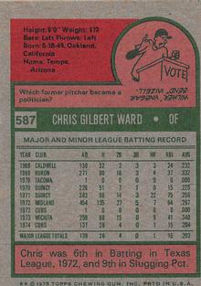 1975 Topps Mini #587 Chris Ward Back