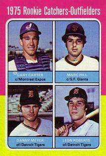 1975 Topps Mini #620 1975 Rookie Catchers-Outfielders (Gary Carter / Marc Hill / Danny Meyer / Leon Roberts) Front