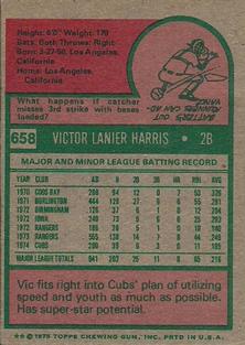 1975 Topps Mini #658 Vic Harris Back
