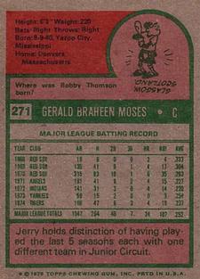 1975 Topps Mini #271 Jerry Moses Back