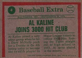 1975 Topps Mini #4 Al Kaline Back