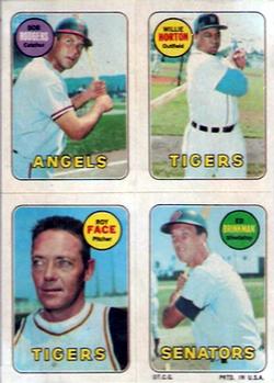 1969 Topps Four-in-One Stickers #NNO Bob Rodgers / Willie Horton / Roy Face / Ed Brinkman Front