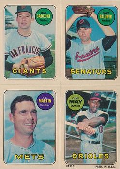 1969 Topps Four-in-One Stickers #NNO Ray Sadecki / Dave Baldwin / J.C. Martin / Dave May Front