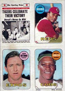 1969 Topps Four-in-One Stickers #NNO World Series - Tigers Celebrate Their Victory / Leon Wagner / John Bateman / Willie Smith Front