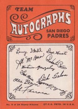 1969 Topps Stamps - Team Albums #9 San Diego Padres Back