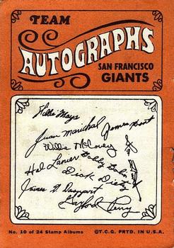 1969 Topps Stamps - Team Albums #10 San Francisco Giants Back