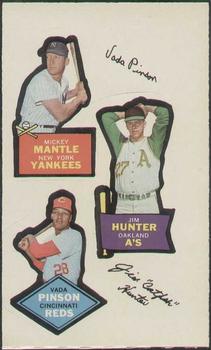 1968 Topps Action All-Star Stickers #NNO Mickey Mantle / Jim Hunter / Vada Pinson Front