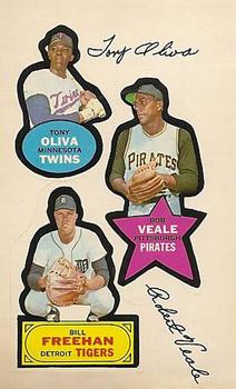 1968 Topps Action All-Star Stickers #NNO Tony Oliva / Bob Veale / Bill Freehan Front