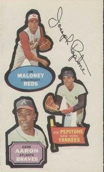 1968 Topps Action All-Star Stickers #NNO Jim Maloney / Joe Pepitone / Hank Aaron Front