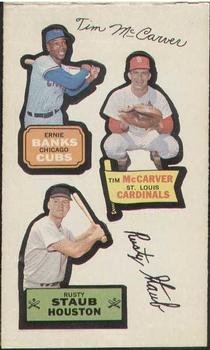 1968 Topps Action All-Star Stickers #NNO Ernie Banks / Tim McCarver / Rusty Staub Front