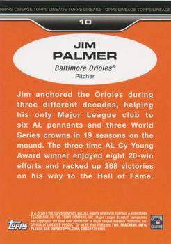 2011 Topps Lineage #10 Jim Palmer Back