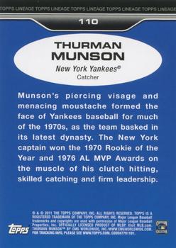 2011 Topps Lineage #110 Thurman Munson Back