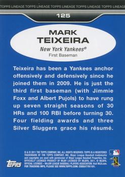 2011 Topps Lineage #125 Mark Teixeira Back