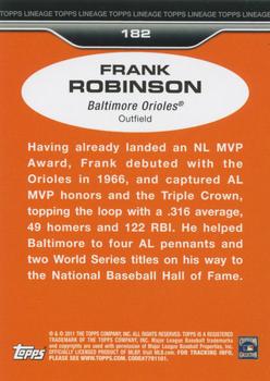 2011 Topps Lineage #182 Frank Robinson Back