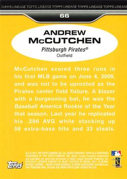 2011 Topps Lineage #66 Andrew McCutchen Back