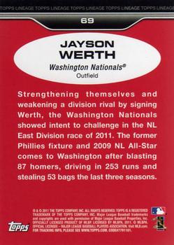 2011 Topps Lineage #69 Jayson Werth Back