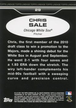 2011 Topps Lineage #29 Chris Sale Back
