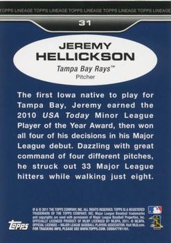 2011 Topps Lineage #31 Jeremy Hellickson Back