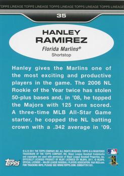 2011 Topps Lineage #35 Hanley Ramirez Back