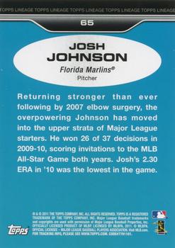 2011 Topps Lineage #65 Josh Johnson Back