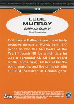 2011 Topps Lineage #89 Eddie Murray Back