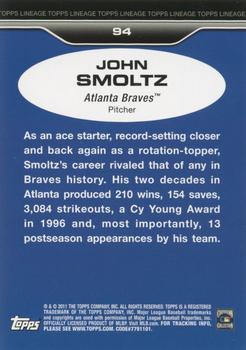 2011 Topps Lineage #94 John Smoltz Back