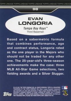 2011 Topps Lineage #98 Evan Longoria Back