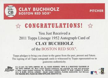 2011 Topps Lineage - 1952 Autographs #52A-CB Clay Buchholz Back