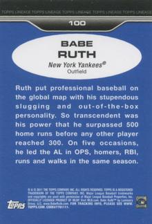 2011 Topps Lineage - 1975 Mini #100 Babe Ruth Back