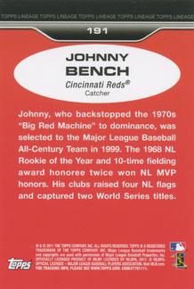 2011 Topps Lineage - 1975 Mini #191 Johnny Bench Back