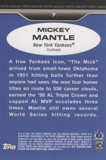 2011 Topps Lineage - 1975 Mini #7 Mickey Mantle Back