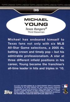 2011 Topps Lineage - 1975 Mini #36 Michael Young Back