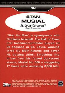 2011 Topps Lineage - 1975 Mini #40 Stan Musial Back