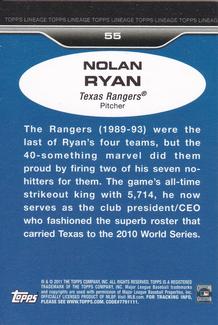 2011 Topps Lineage - 1975 Mini #55 Nolan Ryan Back