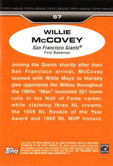 2011 Topps Lineage - 1975 Mini #57 Willie McCovey Back